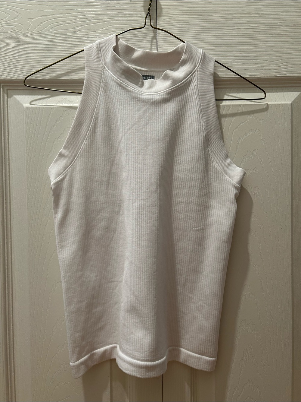 Athleta White Ribbed High-Neck Tank